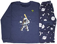 Пижама теплая для мальчика, темно-синяя, космонавт, рост 122 см, 128 см, Фламинго