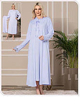 Ночная рубашка и халат с кружевом большого размера р. 2 ХЛ 56-58, с длинным рукавом Atinc Хлопок Турция