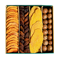 Подарочный набор с сухофруктами и орехами изумрудный №7 вес:1160г