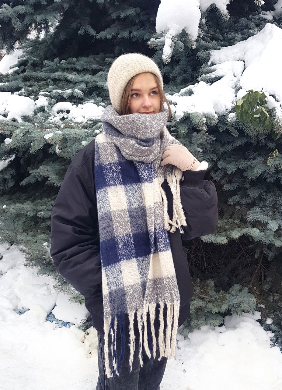 Шарф теплий зимовийезія Дредда сірий світлий, фото 1