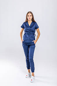 Жіночий медичний топ "Рико" темно-синього кольору