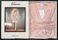 Женский махровый халат с французским кружевом бамбук /хлопок -Maison D'or Gloria Rose M