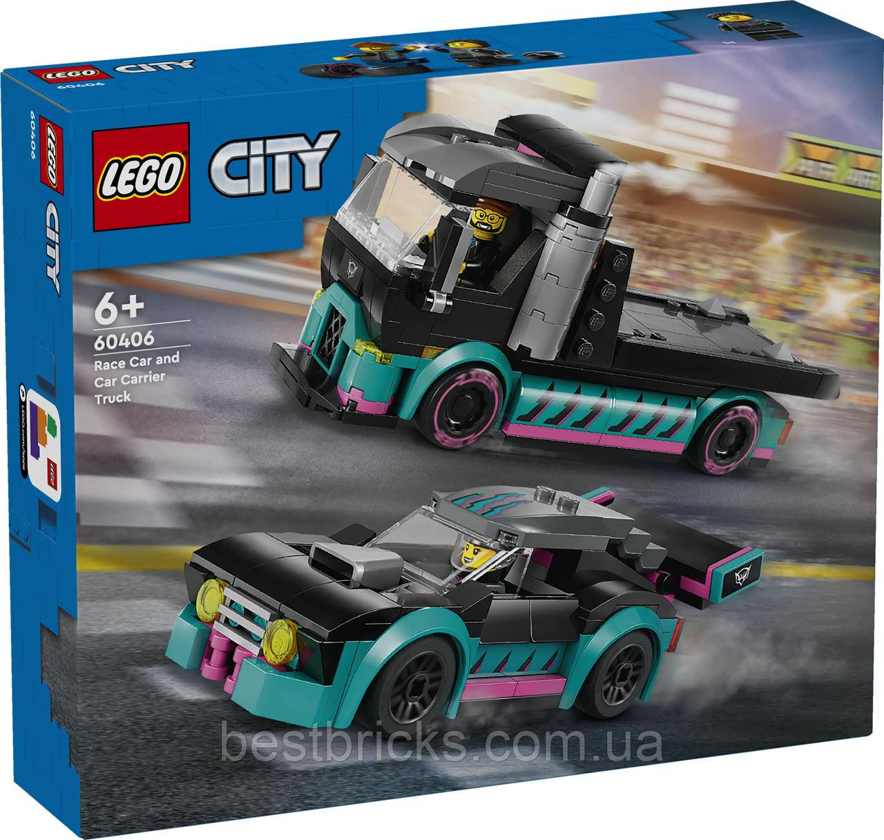Lego City Автомобіль для перегонів й вантажівка-автовоз 60406, фото 1