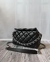 Черная кожаная сумочка Polina & Eiterou (9572/Black)