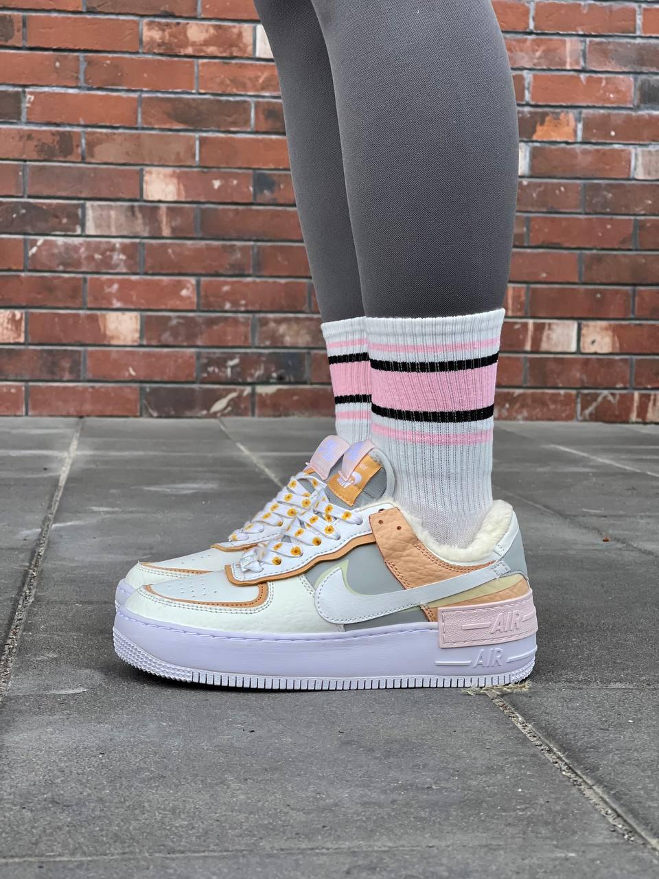 Жіночі кросівки Nike Air Force 1 Low Shadow Spruce Aura Beige Blue (с мехом) CK3172-002, фото 1