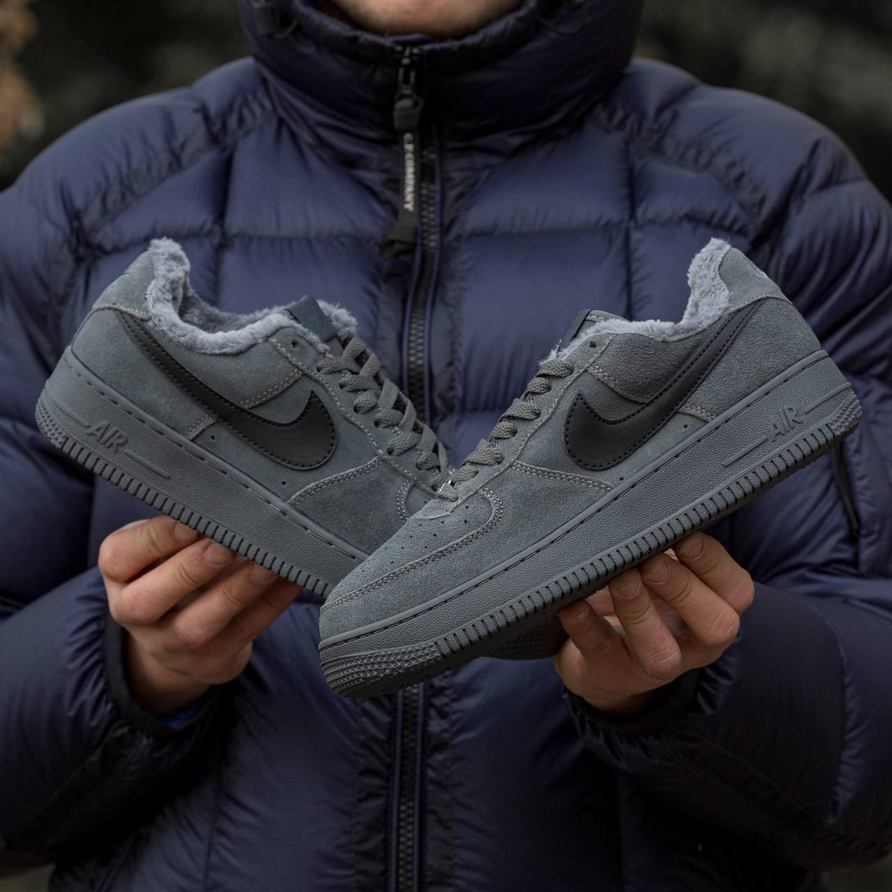 Жіночі кросівки Nike Air Force 1 Low Grey (с мехом) ALL01044 36 Кросівки, Багатошарова, Так, Немає, Шнурівка, Плоска підошва,, фото 1