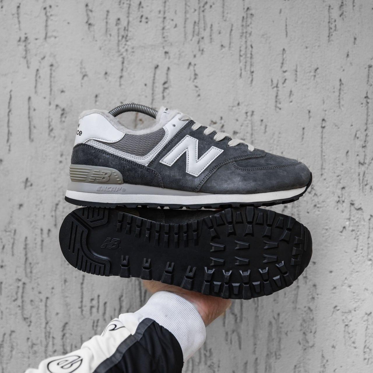 Жіночі кросівки Нью Баланс New Balance 574 Grey White (хутро) ALL13791, фото 1