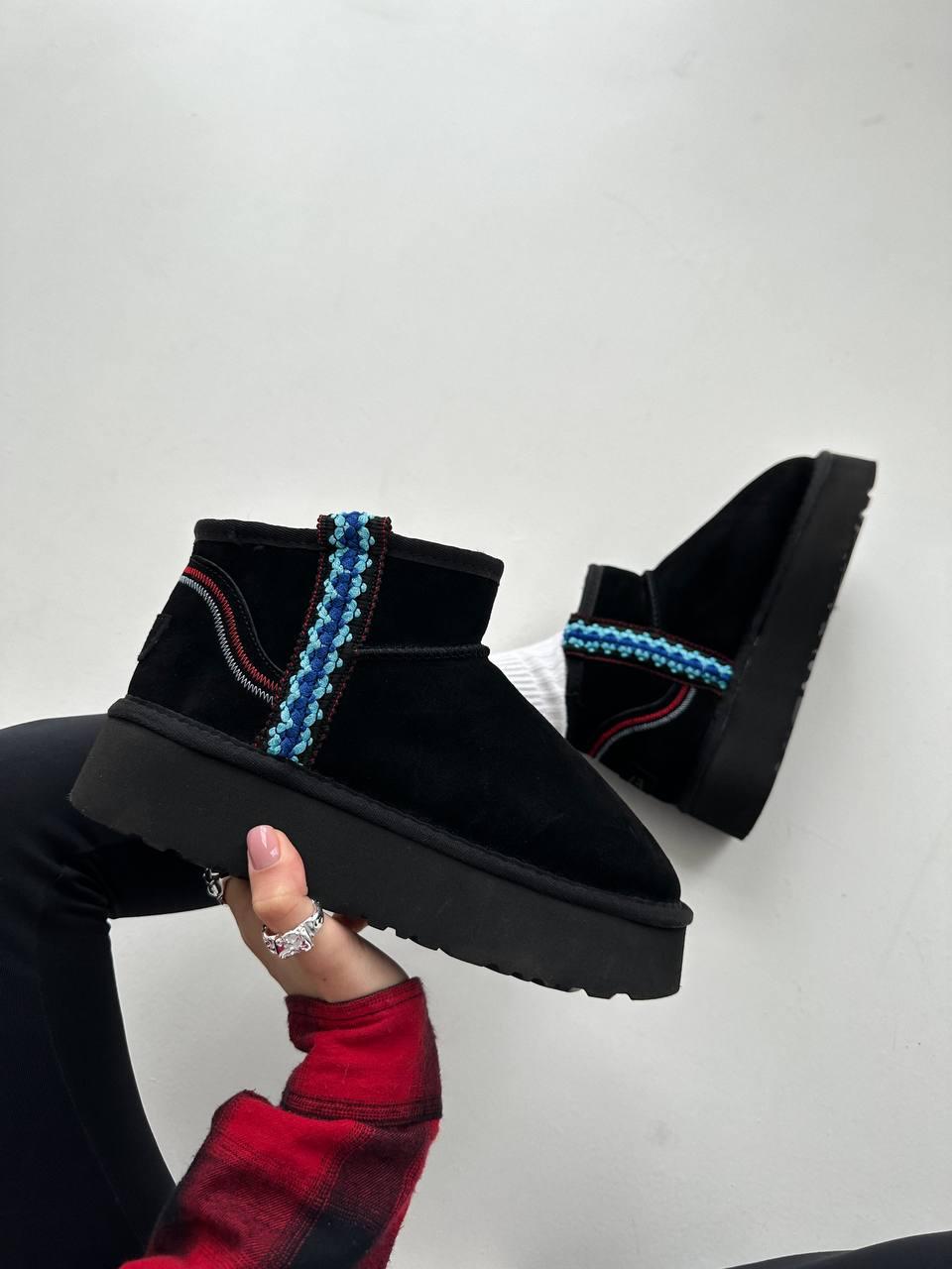 Жіночі угги UGG Ultra Mini Braid Platform Boot Black ALL14377, фото 1