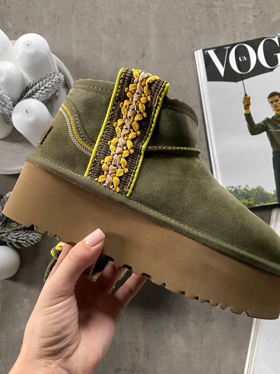 Жіночі угги UGG Ultra Mini Braid Platform Boot Olive ALL14376
