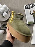 Жіночі угги UGG Ultra Mini Braid Platform Boot Olive ALL14376, фото 3