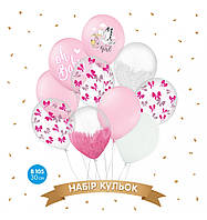 Набір куль "Лелека рожевий", білий, рожевий, браш 10 шт ТМ Sharoff