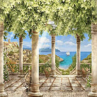 Алмазна мозаїка на підрамнику Греческий остров 40x40см DM-090 Повна зашивка. Набір алмазної вишивки