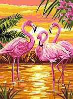 Алмазна мозаїка на підрамнику Розовые фламинго DM-334 30х40см Полная заш Набір алмазної вишивки птицы фламинго