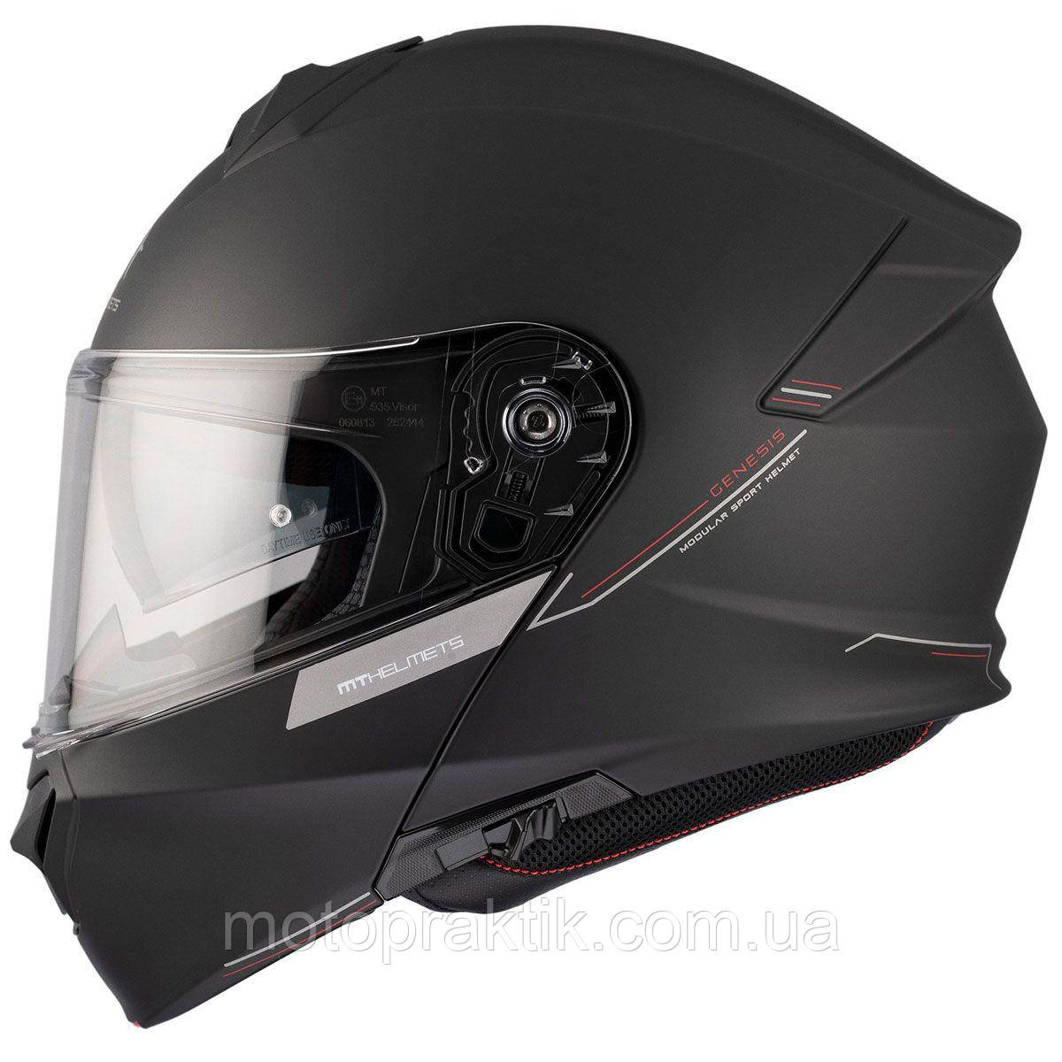 MT Genesis SV Solid A1 Matt Black, XS Мотошолом модуляр з окулярами