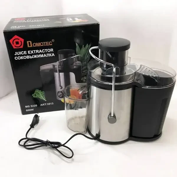 Електричний соковитискач Domotec MS-5220 Соковитискач відцентровий з ємністю для соку та 2 швидкостями, фото 1