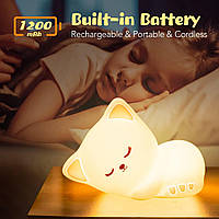 Мягкий ночник для детей Котёнок Cat A16 Touch Control 1200 mAh | Гипоаллергенный силикон