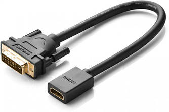 Адаптер перехідник Ugreen DVI to HDMI двоспрямований кабель 0.22 м Black (20118)