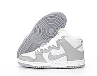 Мужские кроссовки Nike Dunk High White Grey (с мехом) DD1399-100