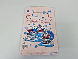 Пакети з вирубаною ручкою (20*30) " НГ Дід Мороз і сніговик" ХВГ (100 шт.)