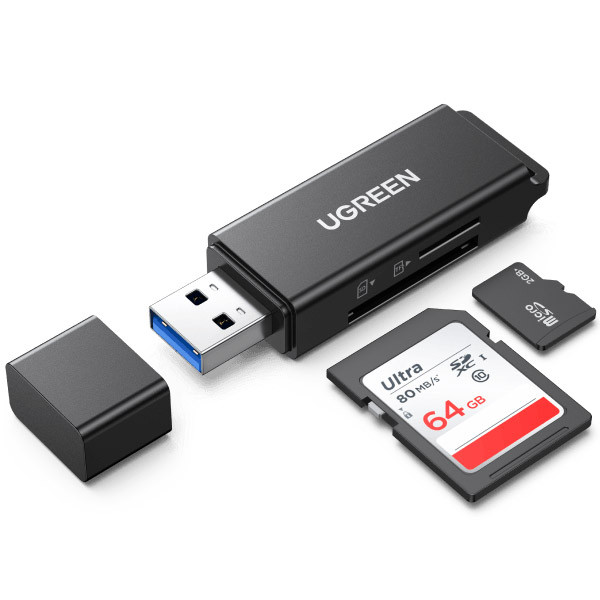 Кардридер Ugreen USB 3.0 Card Reader with SD/TF Black (CM104)