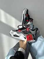 Жіночі кросівки Air Jordan 4 Retro Infrared Dark Grey Black Cement (з хутром) 408452-061