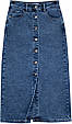 Модна довга джинсова спідниця на гудзиках блакитного кольору, фото 6