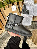 Женские угги UGG Mini Chain Black Leather ALL07550