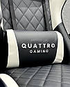 Крісло геймерське Quattro Gaming чорно-біле ігрове комп'ютерне, фото 3