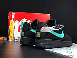 Чоловічі кросівки Nike Air Force 1 Low Tiffany & Co замшеві стильні молодіжні чорні бірюзові, фото 5