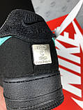 Чоловічі кросівки Nike Air Force 1 Low Tiffany & Co замшеві стильні молодіжні чорні бірюзові, фото 8