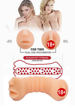 Двосторонній мастурбатор XXX FOR TWO DUAL SIDE MASTURBATOR FLESH, фото 4