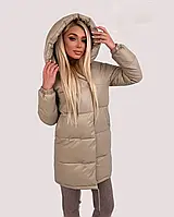 Зимняя женская куртка из экокожи силикон 250