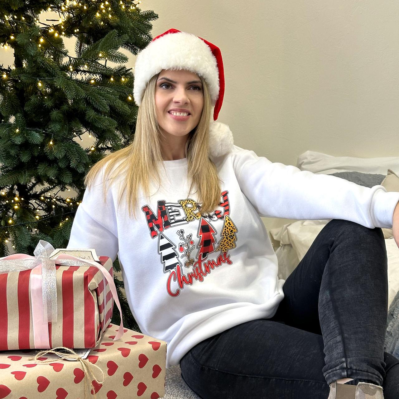 Жіночий батнік із святковим принтом "Christmas" Батал