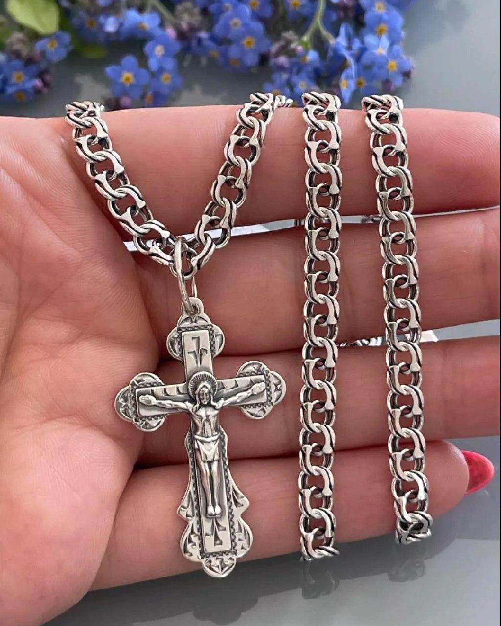 Мужская серебряная цепочка с крестиком Серебро 925 (ID#2017957040 ...