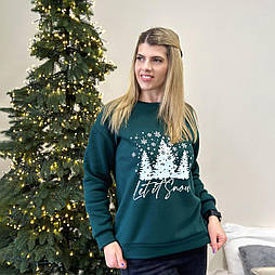 Жіночий світшот із зимовим принтом "Snow" Батал