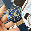 Синій наручний годинник чоловічий круглий кварцовий з ремінцем Curren, модний наручний годинник чоловічий з хронографом, фото 8