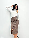 Шкіряна мідіспідниця з розрізом "Lorren", фото 4