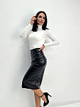 Шкіряна мідіспідниця з розрізом "Lorren", фото 8