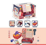 Кассовый аппарат, звук, сканер, калькулятор, корзина с продуктами, купюры, карточка, в кор. 26*17*12см