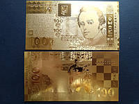 Золотая сувенирная банкнота Украины 100 Гривен (Образец 2005 года)