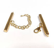 Фурнітура для браслета Finding Зажим-кінцевик слайдер карабін подовжувач Натуральне золото 35 мм