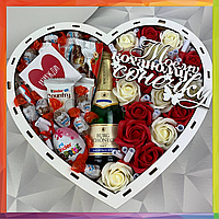 Солодкий подарунковий бокс із цукерками для жінок і 100 причин любові, подарунок кіндер сюрприз на день народження
