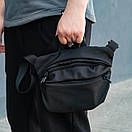 Стильна містка нагрудна сумка через плече Frog чорна тканинна на 3 відділень нейлон soft shell, фото 2