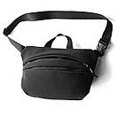 Стильна містка нагрудна сумка через плече Frog чорна тканинна на 3 відділень нейлон soft shell, фото 9