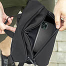 Стильна містка нагрудна сумка через плече Frog чорна тканинна на 3 відділень нейлон soft shell, фото 5