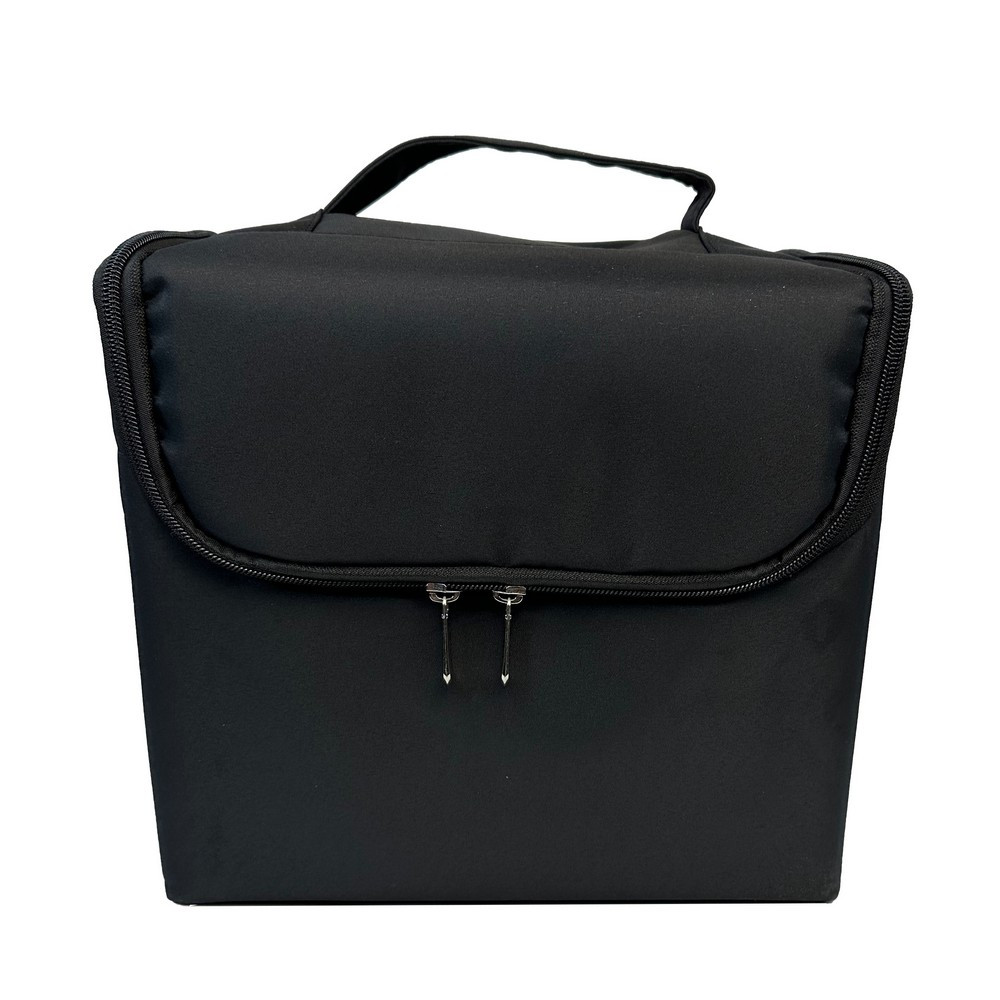 Кейс для майстра манікюру 28 x 21 х 25 см (велике відділення + 4 слоти), тканинний, Чорний, фото 1