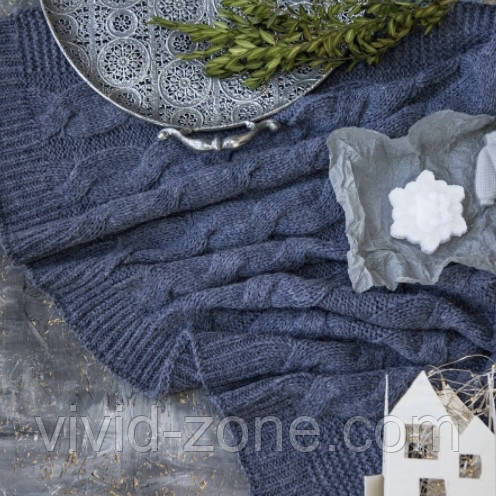 Плед дитячій вʼязаний Vividzone РОМАНТИК 90x140 джинс