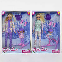 Кукла Defa 29см, дочка 3см, лыжи, рюкзак, 2 вида, в кор. 20,5*32*5см (24шт)