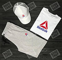 Набор тройка шорты футболка и кепка мужской (Рибок) Reebok, материал хлопок S