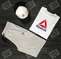 Набор тройка шорты футболка и кепка мужской (Рибок) Reebok, материал хлопок S
